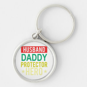 Husband Daddy Protector Hero Fathers Day Funny Gif Key Ring