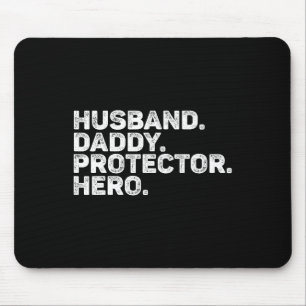 Husband Daddy Protector Hero Funny Dad Father Vint Mouse Mat
