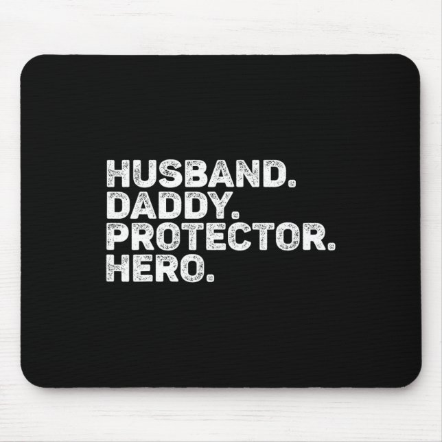 Husband Daddy Protector Hero Funny Dad Father Vint Mouse Mat (Front)