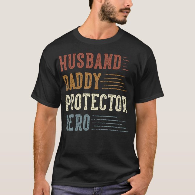 Husband Daddy Protector Hero Gifts For Dad Father' T-Shirt (Front)