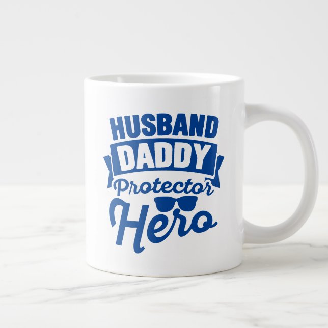 Husband. Daddy. Protector. Hero. Large Coffee Mug (Right)