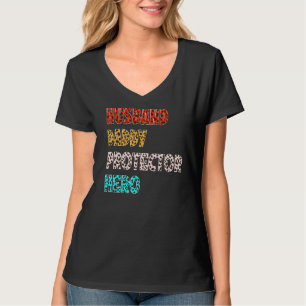 Husband Daddy Protector Hero Vintage Leopard Fathe T-Shirt