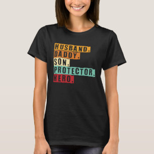 Husband Daddy Son Protector Hero World Bester Papa T-Shirt
