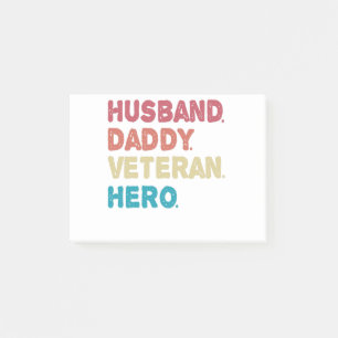 Husband daddy Veteran hero Funny Cool Dad Retro Post-it Notes