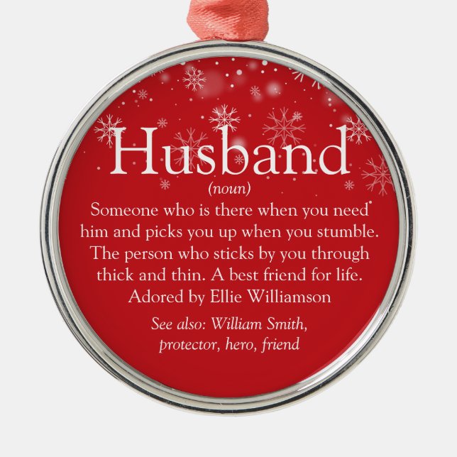 Husband Definition Christmas Holidays Metal Tree Decoration (Front)