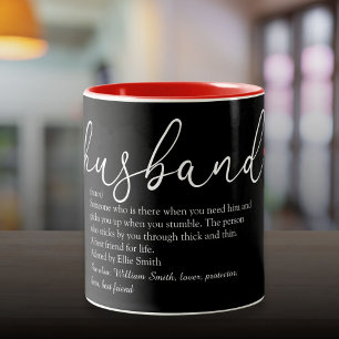 Husband Definition Elegant Script Love Heart Two-Tone Coffee Mug