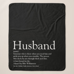 Husband Definition Modern Black and White Sherpa Blanket