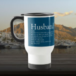 Husband Definition Modern Blue Typographic Travel Mug<br><div class="desc">Personalise for your special husband to create a unique gift for birthdays, anniversaries, weddings, Christmas or any day you want to show how much he means to you. A perfect way to show him how amazing he is every day. You can even customise the background to their favourite colour. Designed...</div>