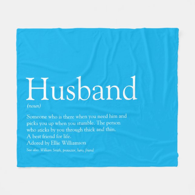 Husband Definition Modern Sky Blue Fun Fleece Blanket (Front (Horizontal))