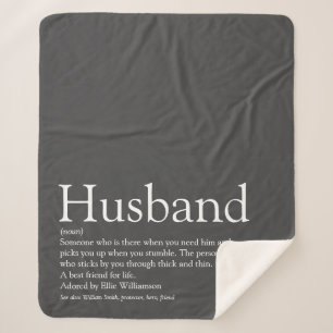 Husband Definition Quote Modern Cool Grey Sherpa Blanket