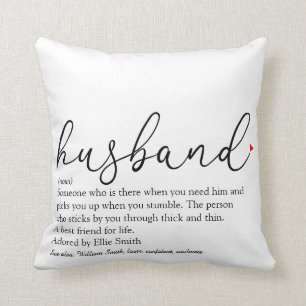 Husband Definition Script Modern Fun Wedding Cushion