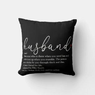 Husband Definition Script Red Love Heart Cushion