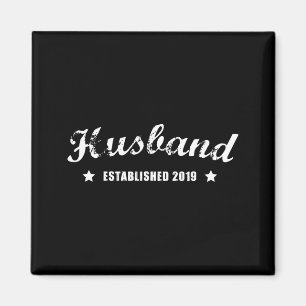 Husband Est 2019 Vintage Wedding Design Magnet