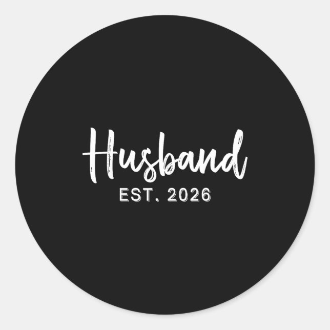 Husband Est 2026 Hubby Just Married Honeymoon Wedd Classic Round Sticker (Front)