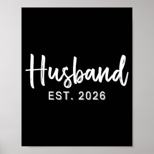 Husband Est 2026 Hubby Just Married Honeymoon Wedd Poster