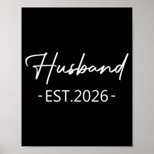 Husband Est 2026 Married Honeymoon Hubby Wedding Poster