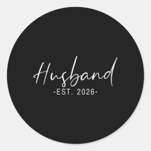 Husband Est 2026 Married Honeymoon Wedding Couples Classic Round Sticker