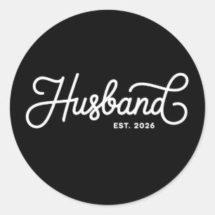 Husband Est 2026 Wedding Just Married Honeymoon Classic Round Sticker