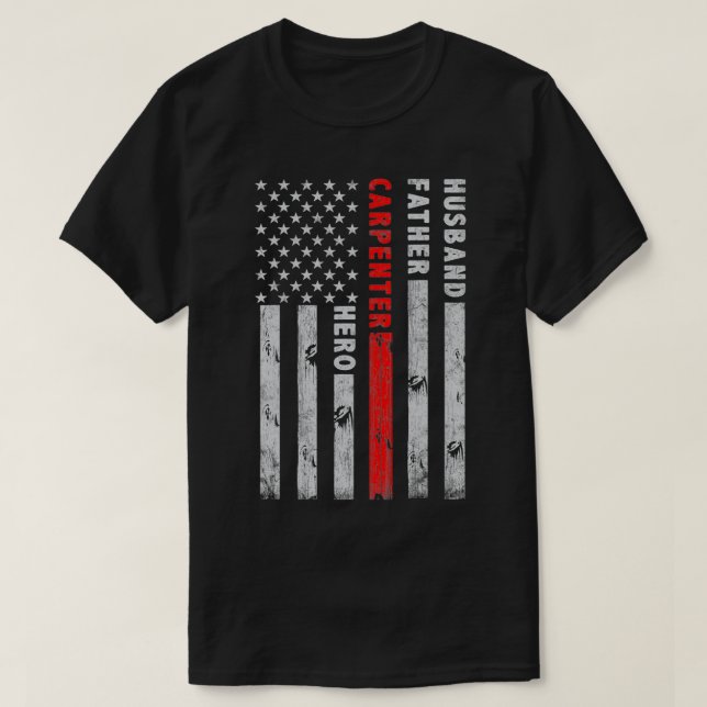Husband Father Carpenter Hero Wood America  Father T-Shirt (Design Front)