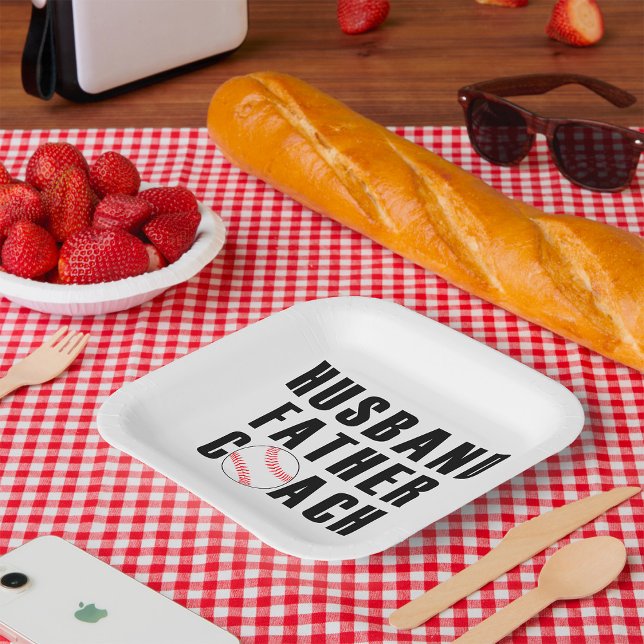Husband Father Coach Baseball Dad Quote Paper Plate (Creator Uploaded)