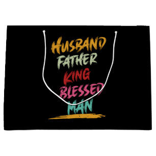 Husband, Father, King, Blessed Man Father's Large Gift Bag