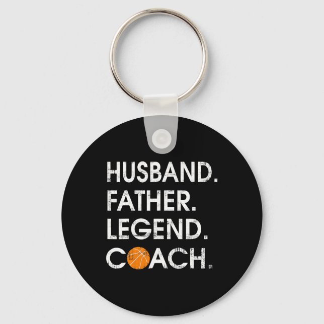 Husband Father Legend Coach Fun basketball Gift  Key Ring (Front)