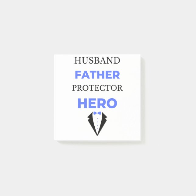 Husband Father Protector Hero bl Post-it Notes (Front)