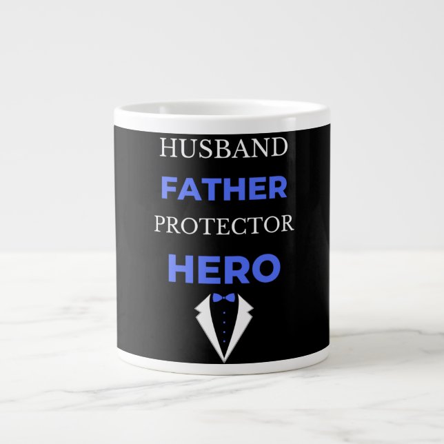 Husband Father Protector Hero Large Coffee Mug (Front)