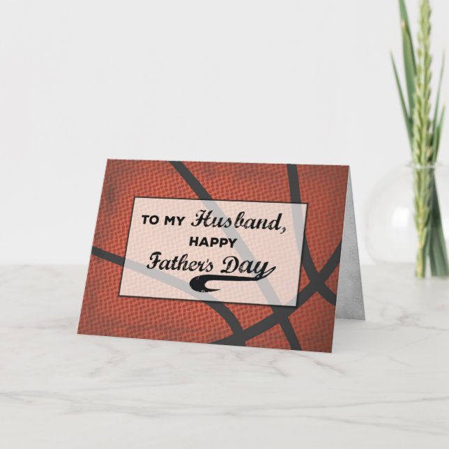 Husband Fathers Day Basketball Large Distressed  C Card (Front)