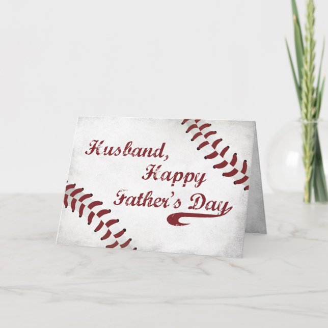 Husband Father's Day Large Grunge Baseball, Sport Card (Front)