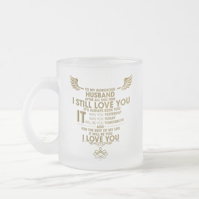HUSBAND FROSTED GLASS MUG CUP FOREVER LOVE (Left)