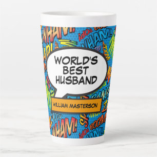 Husband Fun Cool Colourful Comic Typographic Latte Mug