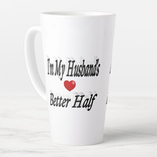 Husband funny quote black text latte mug (Left Angle)