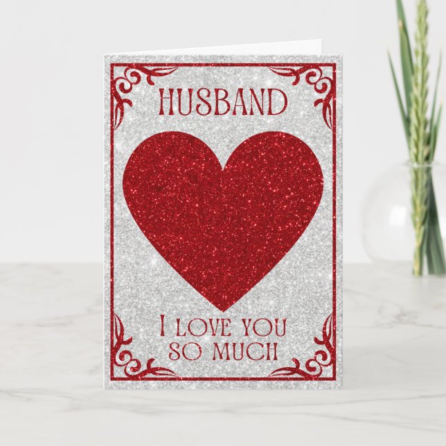 Husband Glitter Valentine Card (Front)