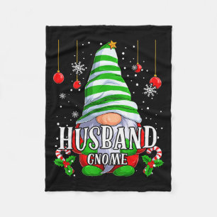 Husband Gnome Christmas Pajamas Matching Family Gr Fleece Blanket