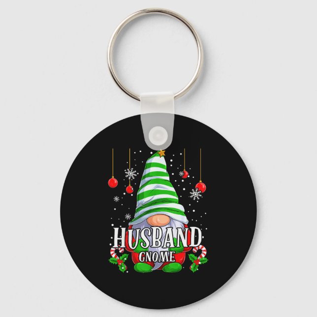 Husband Gnome Christmas Pajamas Matching Family Gr Key Ring (Front)