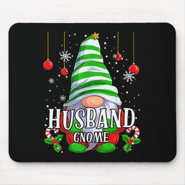 Husband Gnome Christmas Pajamas Matching Family Gr Mouse Mat (Front)