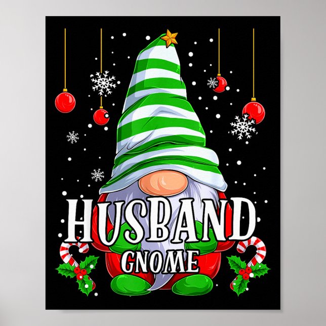 Husband Gnome Christmas Pajamas Matching Family Gr Poster (Front)