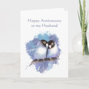 Husband Happy Anniversary Blue Love Birds Card