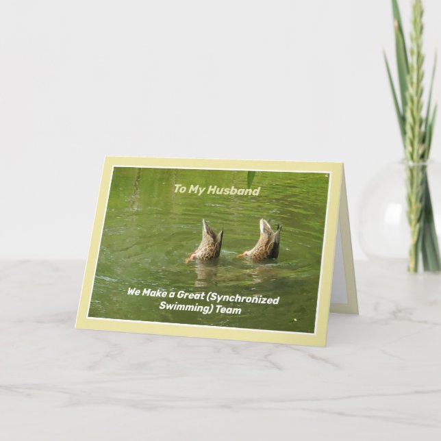 Husband Happy Anniversary Cute Funny Ducks Card (Front)