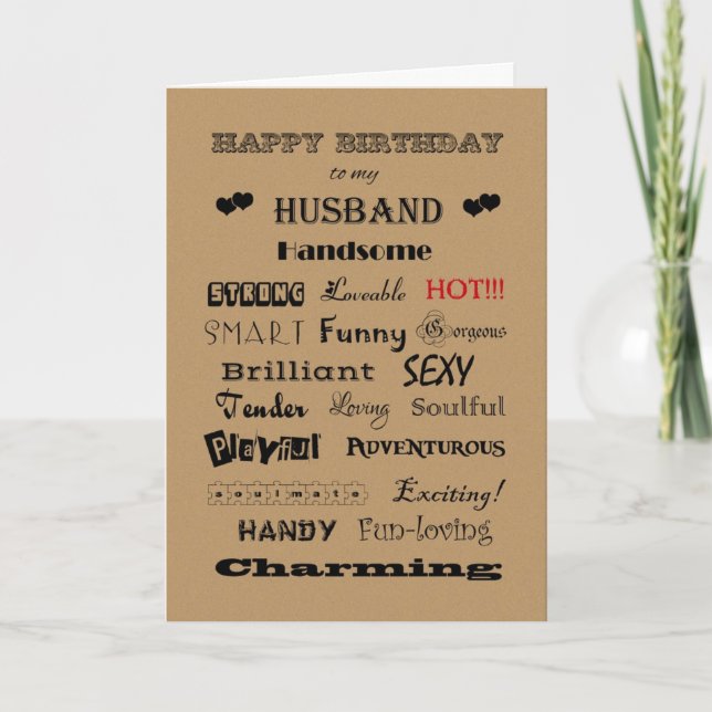 Husband Happy Birthday Words of Praise Card (Front)