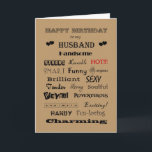 Husband Happy Birthday Words of Praise Card<br><div class="desc">Wonderful husbands have many great qualities.</div>
