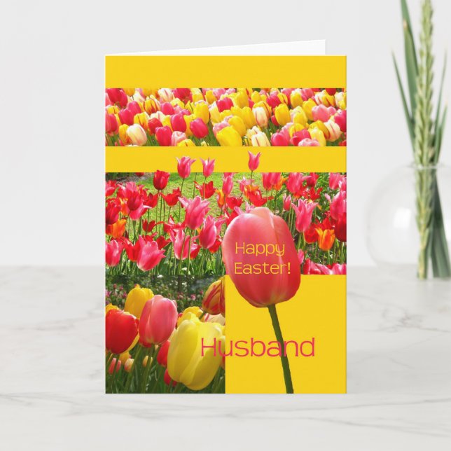 Husband Happy Easter Tulip card (Front)