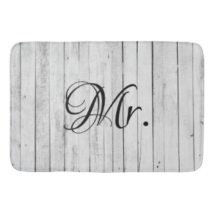 Husband His and Hers Mr and Mrs Bride Groom Rustic Bath Mat