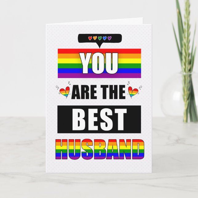 Husband I Love You Typography LGBTQ Rainbow Card (Front)