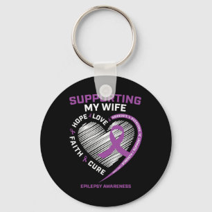 Husband I Wear Purple For My Wife Epilepsy Awarene Key Ring