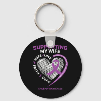 Husband I Wear Purple For My Wife Epilepsy Awarene Key Ring