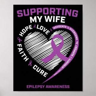 Husband I Wear Purple For My Wife Epilepsy Awarene Poster