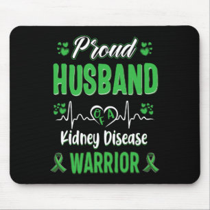 Husband Kidney Disease Warrior Awareness Ribbon Gr Mouse Mat