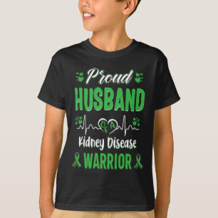 Husband Kidney Disease Warrior Awareness Ribbon Gr T-Shirt